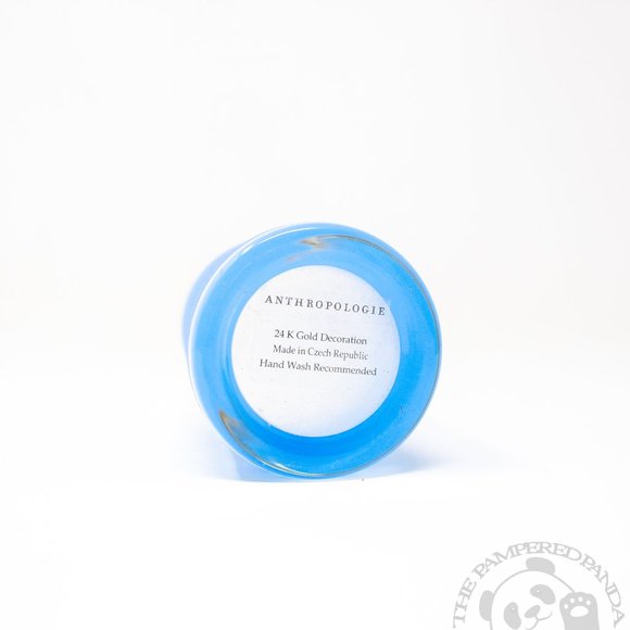 Anthropologie DOBRA 24k Gold Gilded Rim Blue Frosted Highball Glass Gradient - Picture 2 of 2